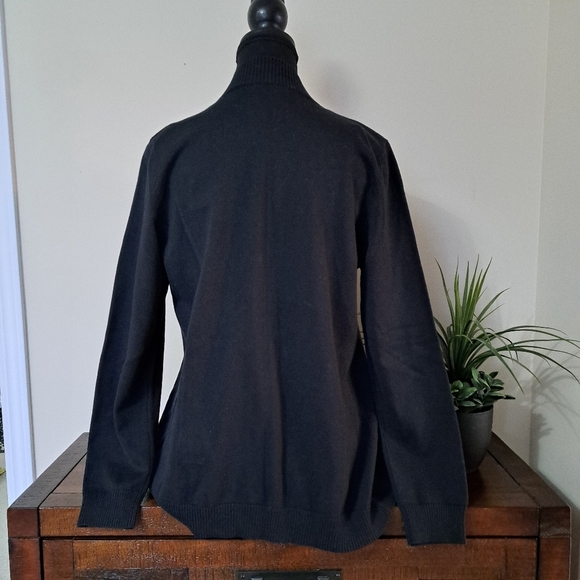 Northern Reflections Black Cardigan Women's Medium Cotton Sweater - Picture 3 of 11